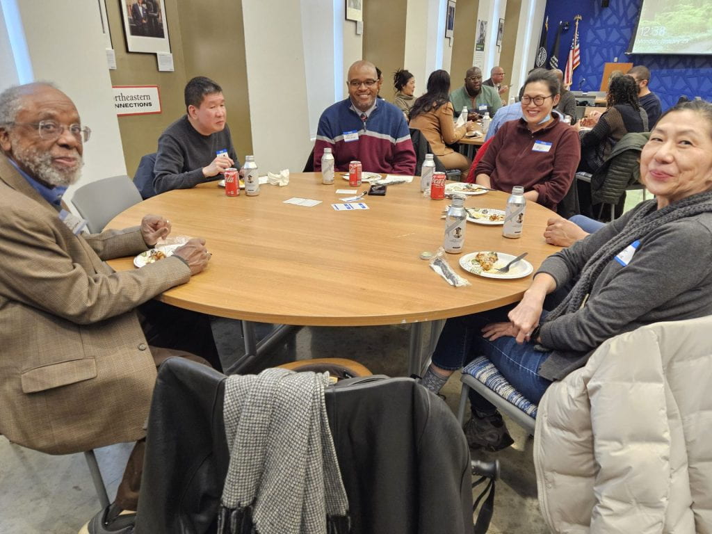 The Asian Faculty Staff and Black Faculty Staff Association come together for a lunch gathering.